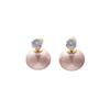 Diamond-Set Light Pink Imitation Pearl Steamed Bread Earrings, Autumn And Winter Light Luxury Celebrity Style Simple Temperament Earrings
