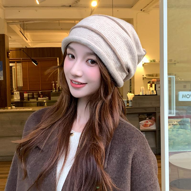 Autumn and Winter Warm Confinement Hat  Spring and Autumn Ear Protection Woolen Hat Face Showing Small Pullover Hat  Cool Hat