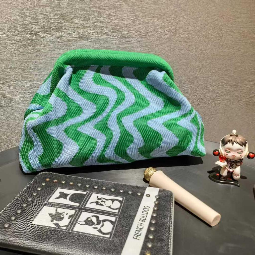 2025 Trendige Damen Colorblock Gestreifte Clutch und Make-up-Tasche