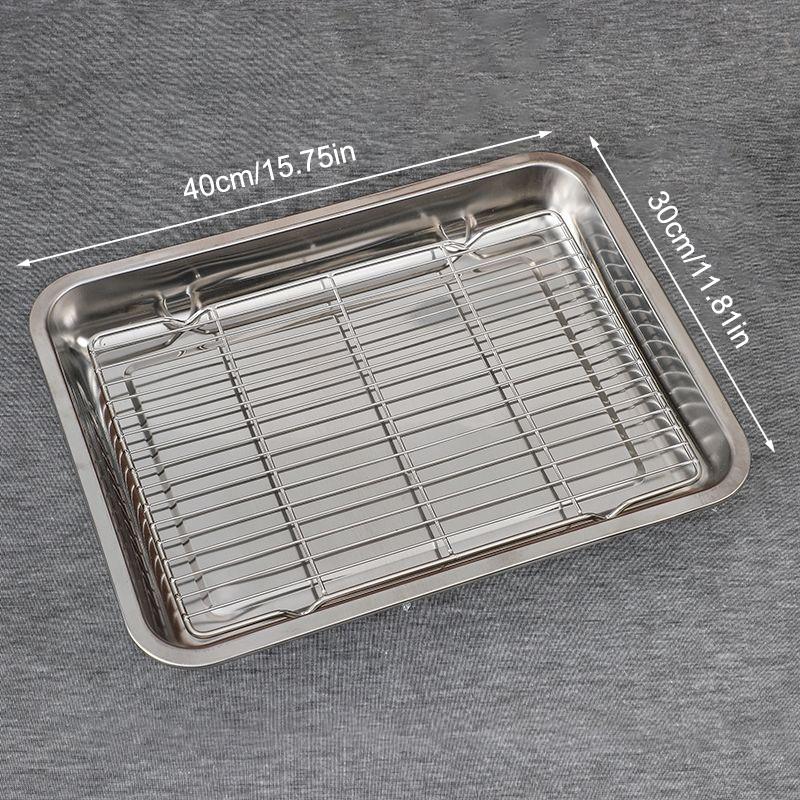 Stainless Steel Baking Tray With Removable Cooling Rack Set Plate Oven Brownie Rack Cooking Roasting Dish Outdoor Tableware