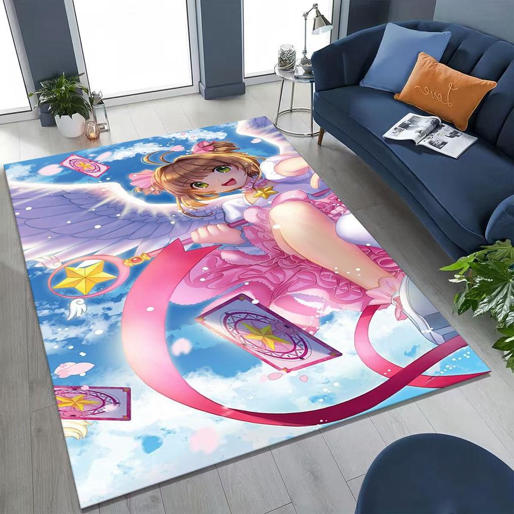 Cute Cartoon Card Captor Sakura Magic Girl Anime Art Rug for Bedroom Living Room Sofa Home Doormat Decor,Kids Non-slip Floor Mat