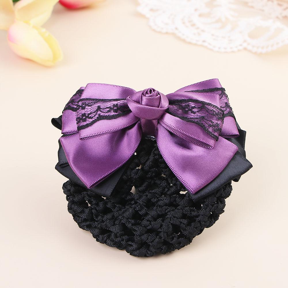 Women Ladies Rose Ladies Barrette Headwear Hair Clip Snood Bow Hair Net Hairgrips