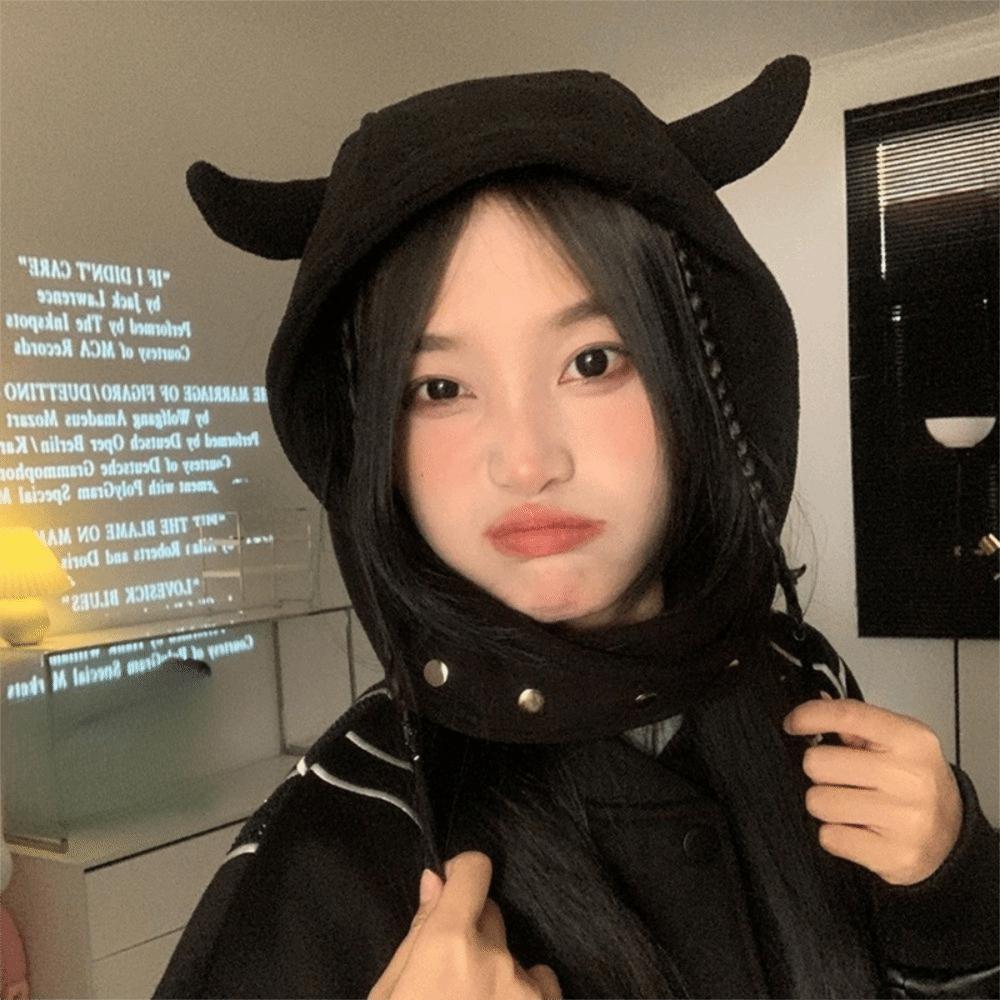 Ear Protection Lei Feng Cap Plush Winter Pullover Cap Personalized Demon Ear Hat  Autumn/Winter