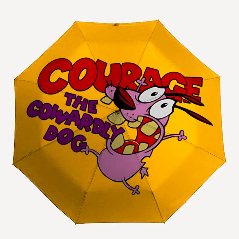 

1pc Courage the Cowardly Dog Automatic Open/Close Folding Umbrella, Windproof 8-Rib Construction, Lightweight Travel Umbrella for Women/Men 31