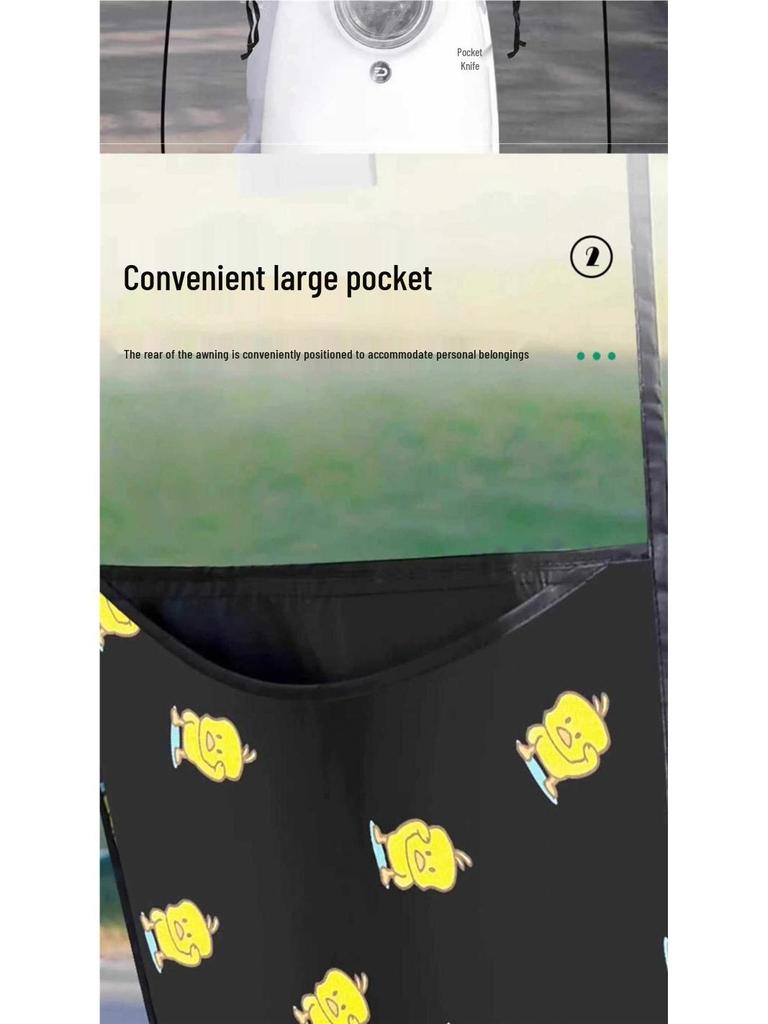 Electric Vehicle Detachable Folding Awning: Retractable Sunshade, Windproof & Rainproof for Pedal Motorcycles.