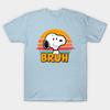 Men Black Print T-shirt Bruh - Snoopy M5144 No-Cut Transfer Paper Print Cotton Tshirt