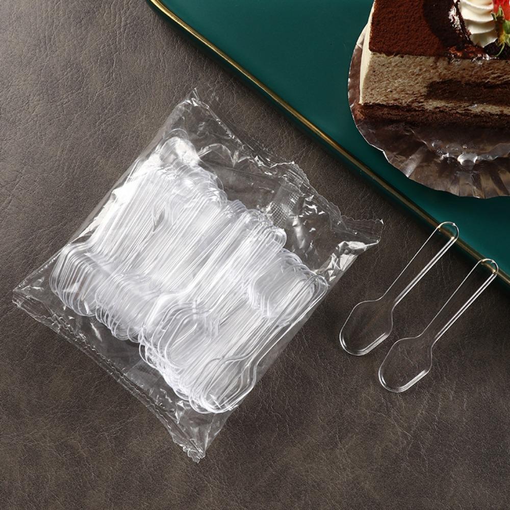 

100Pcs Disposable Ice Cream Spoon Tableware Party Supplies Dessert Spoons Clear Plastic Tasting Spoons Catering Sampling
