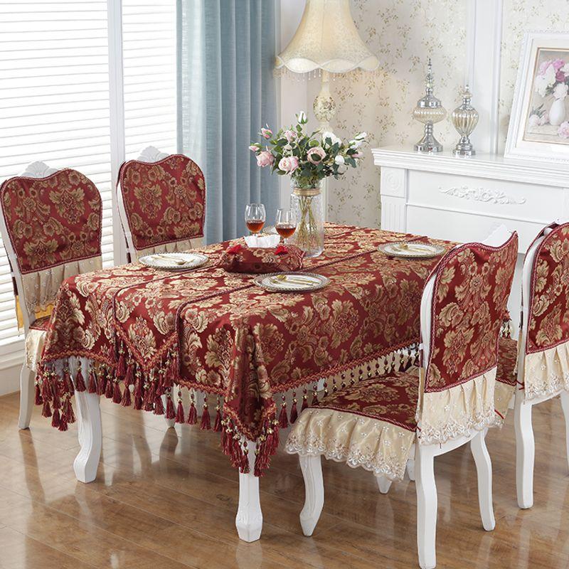

Western Style Tablecloth Fabric Rectangular New Chinese Style Light Luxury Style Coffee Table Tablecloth Dining Room Home Coffee Table Mat Decoration Burgundy 60*60 (around the droop 15-25cm)