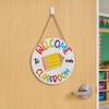 huaqianguhh Wooden Welcome Sign for Classroom Door, to Our Round Hanger, Front Door Hanging Sign, Back School Preschool Decoration