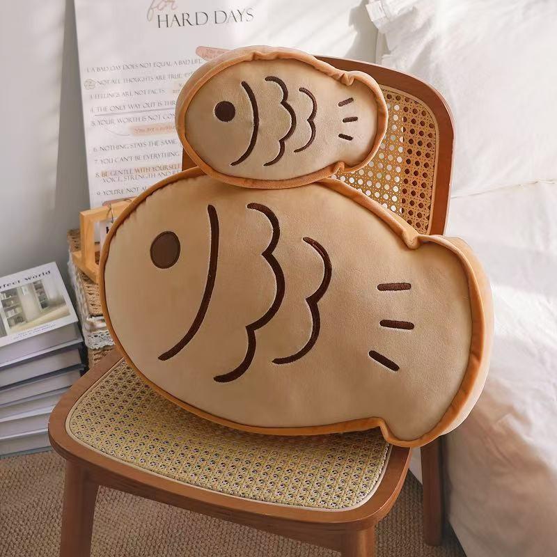 Butter Fish Cute Cookies Taiyaki Plush Cushion With Embroidered Design For Girls