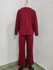 Ensemble trois pièces unicolore pour femme Printemps/Automne 2026: Haut à col rond, Manches courtes, Pantalon long, Manteau de longueur moyenne