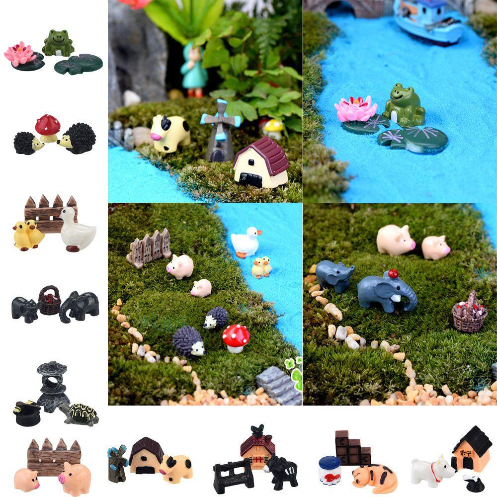 Adorable Cow Pig Dog Resin Ornaments For Miniature Garden And Home Decor