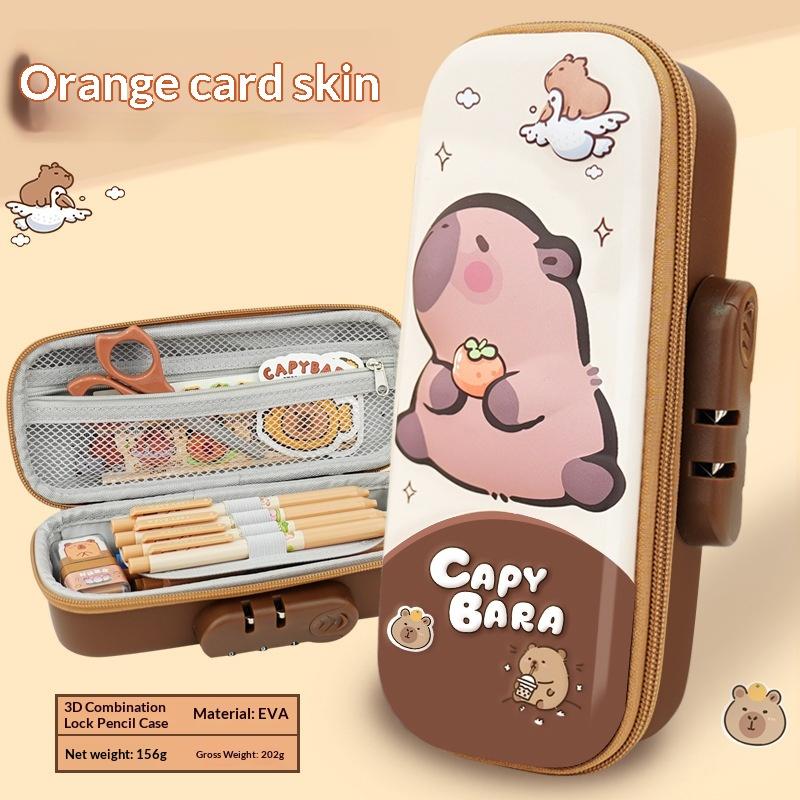 Large Capacity Pencil Case for Boys and Children with Combination Lock, Cartoon 3D Pencil Case