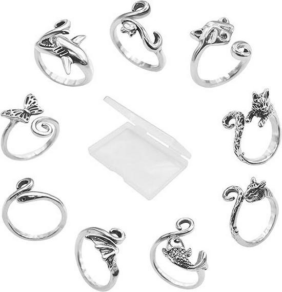 Anello Gatto Geometrico Europeo & Americano, Design Aperto Regolabile, Ornamento Animale Lavorato a Maglia per Dita.