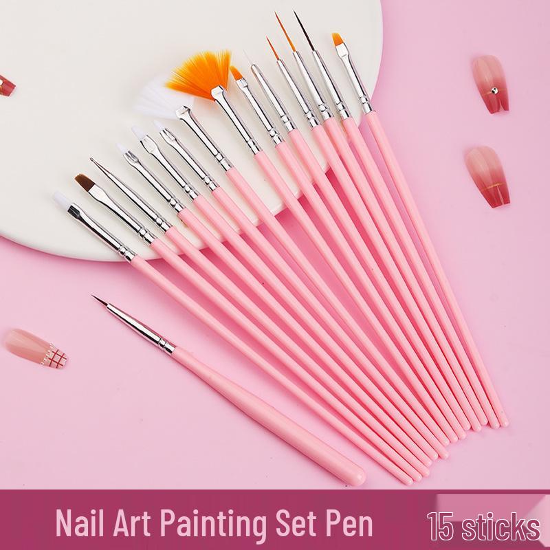 Nail Art Brush Set: 15-Piece Beginner Dotting & Painting Tools for Gel Polish