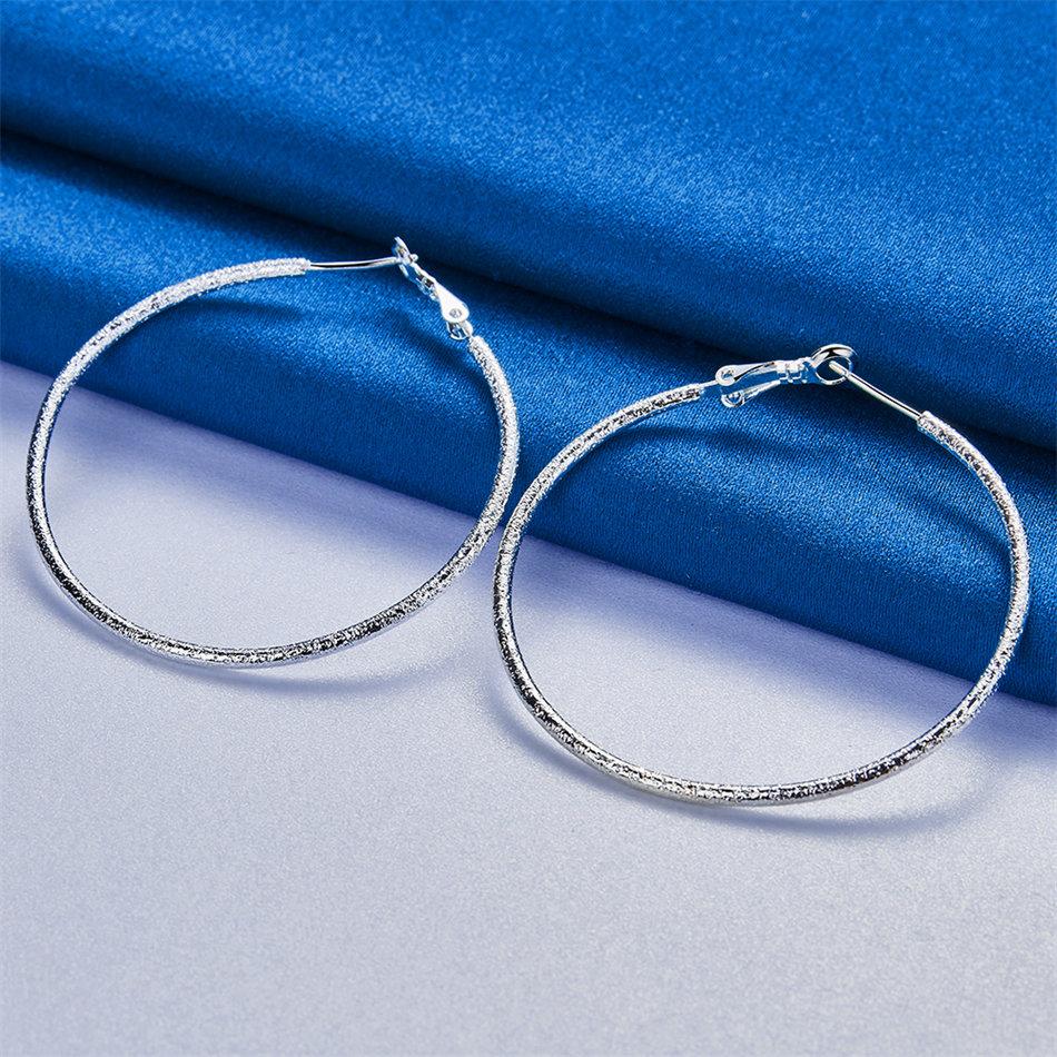 Elegant 925 Sterling Silver 50mm Luxurious Fine Sparkle Large Round Earrings for Women, Wedding Fashion Gift Jewelry