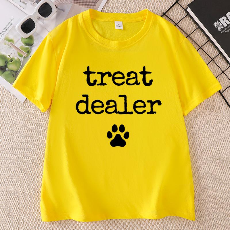 Playful Treat Dealer TShirt Paw Print Design T Shirt Casual Round Neck Printed TShirts for Unisex and Unisex Dog Lover Clothes