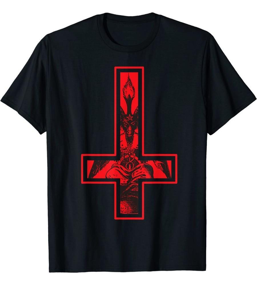 Baphomet Inverted Cross Occult Satanism Hail Satan T-Shirt US Size Crewneck Unisex T-Shirt