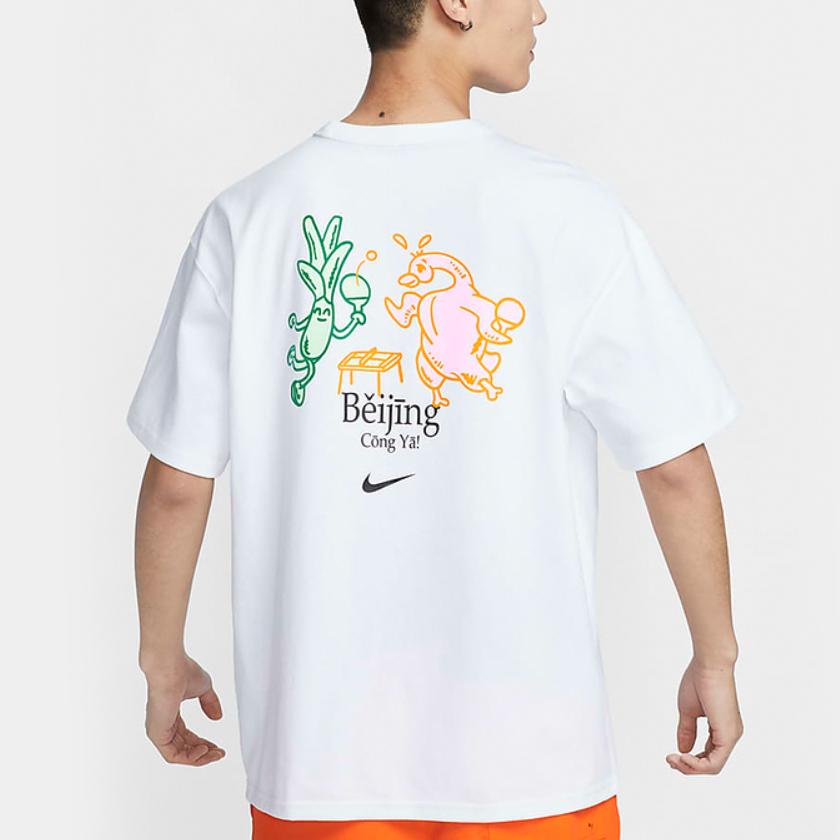 Nike Cartoon Print Loose Fit Crew Neck Short Sleeve T-Shirt Men Tops White HJ3954-100