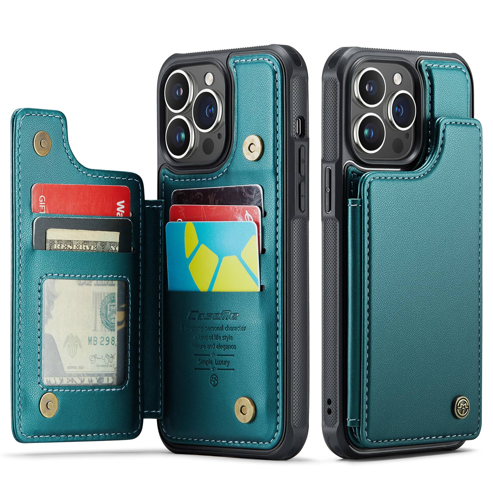 Case for iPhone 16 Pro Max 16 Plus 16 Case With Card Holder Wallet Case for Women Men With RFID Blocking, Durable Leather Cover for iPhone 16 Pro зелёный
