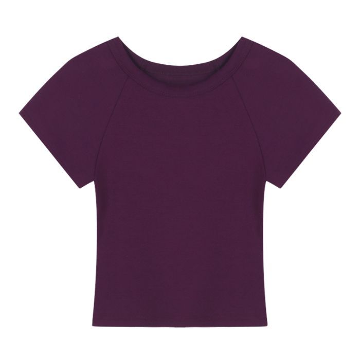 

Футболка с короткими рукавами из хлопка, фиолетового цвета, женская, летняя, облегающая, тонкая, базовая, короткая, сладкая, горячая, девчачья, чистая, топ XL фиолетовый
