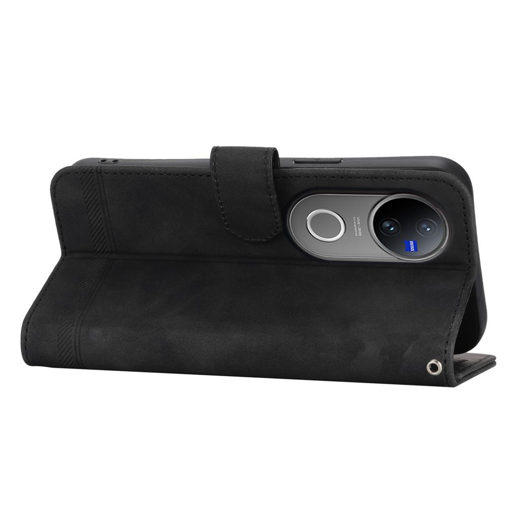 DIERFENG DF-03 For Vivo V50 5G Leather Case Lines Imprint Wallet Phone Cover