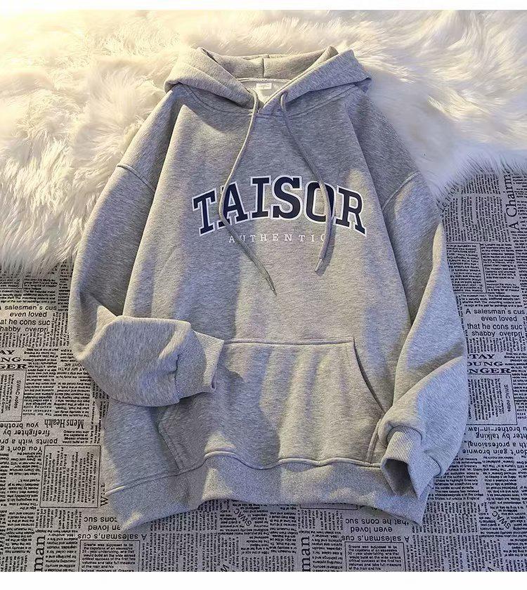 Boys' Hooded Velvet-Lined Sweatshirt - Autumn/Winter Loose Fit, Trendy Lazy Style Sports Jacket