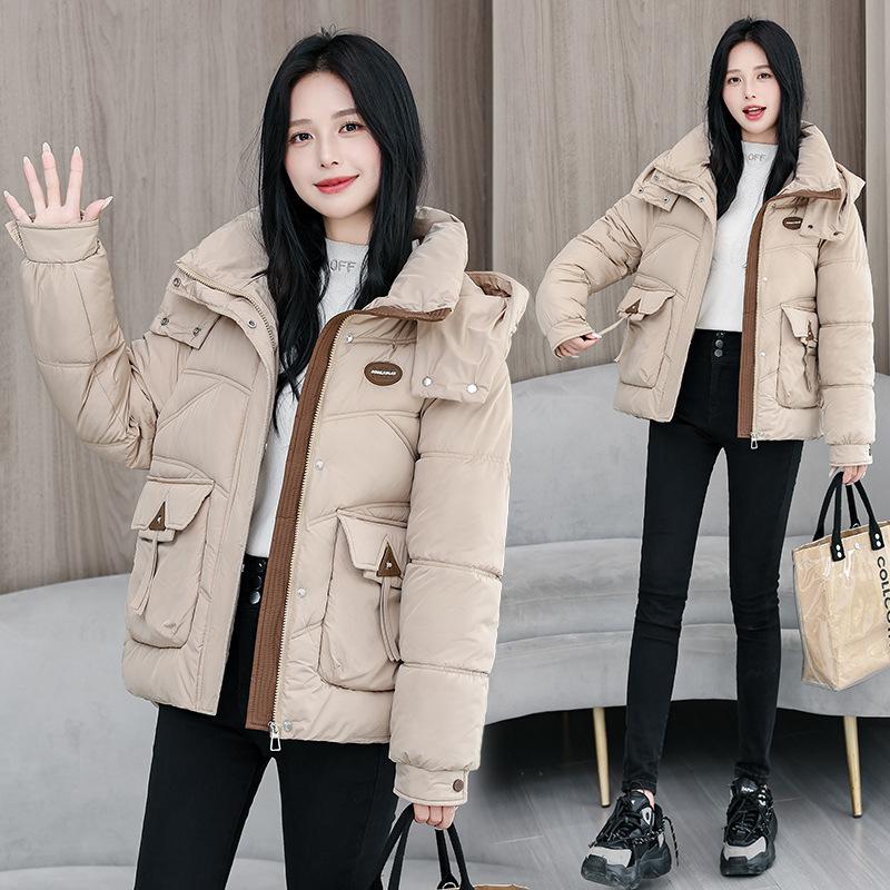 2025 Fall/Winter New Down Cotton Jacket Korean Loose and Thickened Hooded Bread Jacket Versatile Jacket