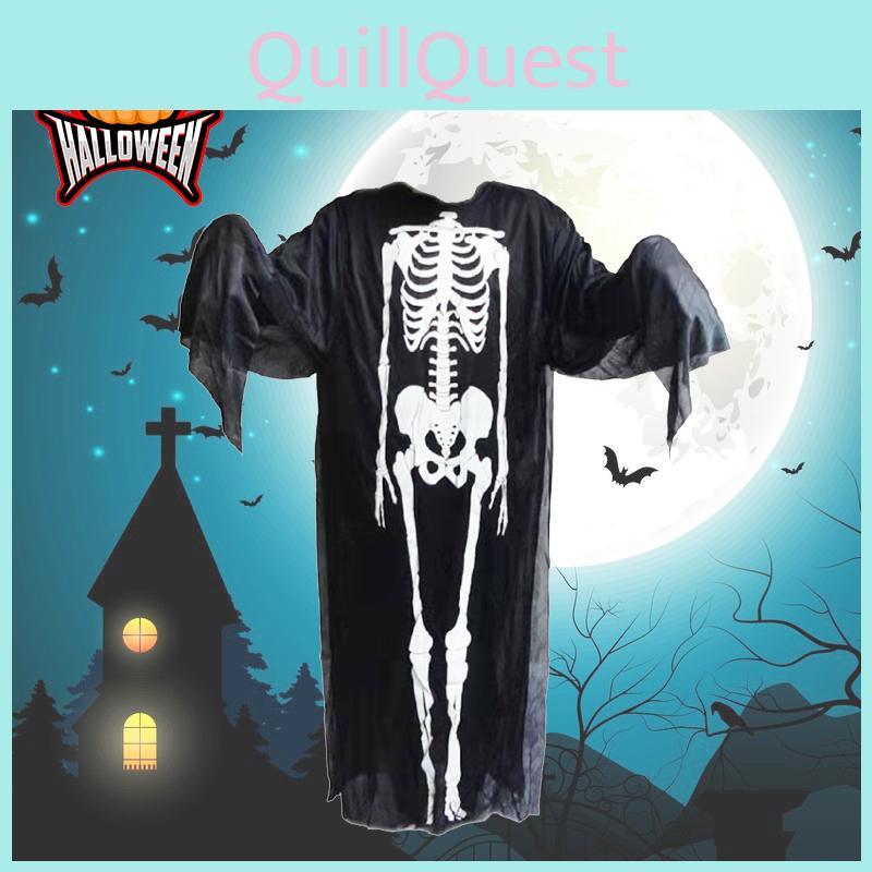 Halloween Skeleton Ghost Fancy Dress Cosplay Costume For Adults And Kids