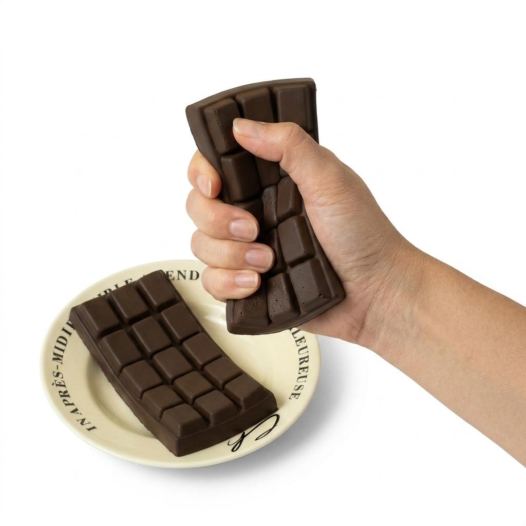 Simulation Chocolate Block Squishy, Super Slow Rising PU Toy, Wet Soft Texture Stress Relief Decompression Photo Prop Fidget