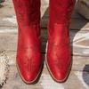 Damen Europäische Größe Holzabsatz Bestseller Western Cowboy Stiefel Kniehoch Neu Bedruckt Slipper High Heel Lederstiefel