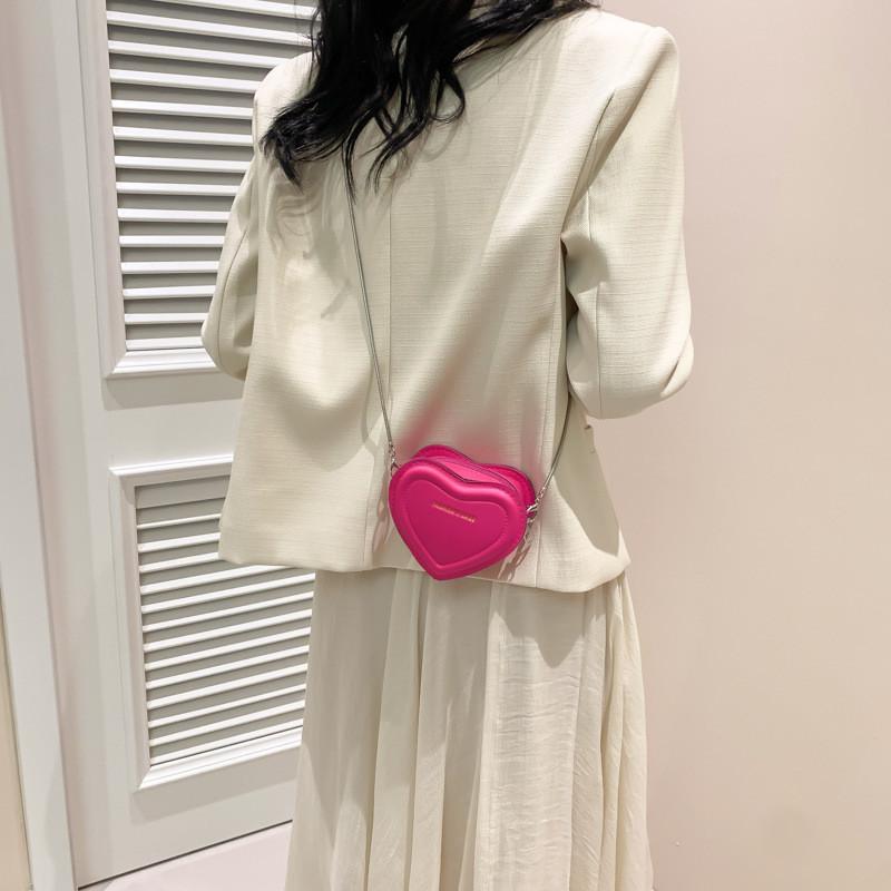 Cute And Stylish Heart-shaped Crossbody Bag For Women With Trendy Pu Material And Chic Ins Look