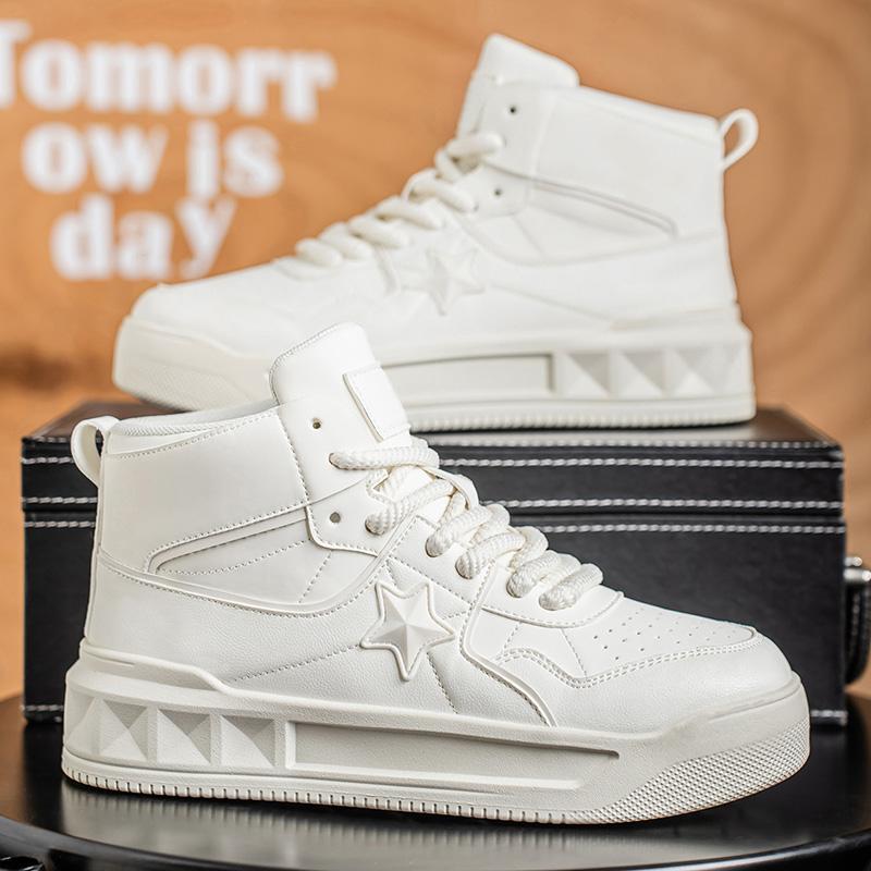 

Autumn Men s Casual Sports Shoes Flat Heeled Boots High Cut Thick Soled Sports Shoes Men s Outdoor Travel Shoes 39 белый