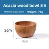 Acacia Wood Salad Bowl, Wooden Creative Rice Bowl, Environmentally Friendly Round Wooden Bowl