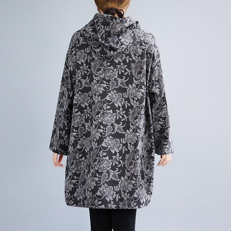 Long sleeve plus size cotton hooded vintage floral new in dresses for women casual loose mini spring autumn Winter dress