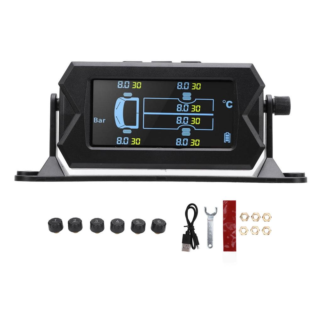 Tire Pressure Monitoring System Real Time Monitoring Pressure and Temperature Solar Charge RV TPMS