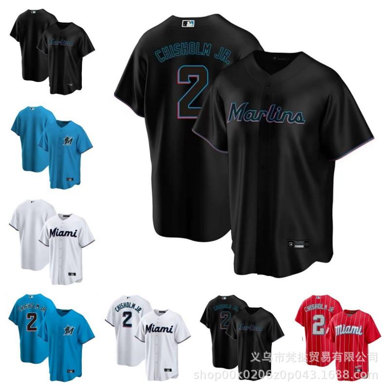 Miami Marlins MLB Baseball Jersey Chisholm Jr 2 Unisex Short Sleeve Cotton V-Neck Sport Fan Apparel