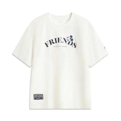 Li Ning X Disney Mickey Collaboration Série Sport et Style de Vie T-shirt à Manches Courtes à Col Rond Ample à Lettres Simples Homme Hauts AHSV797-1