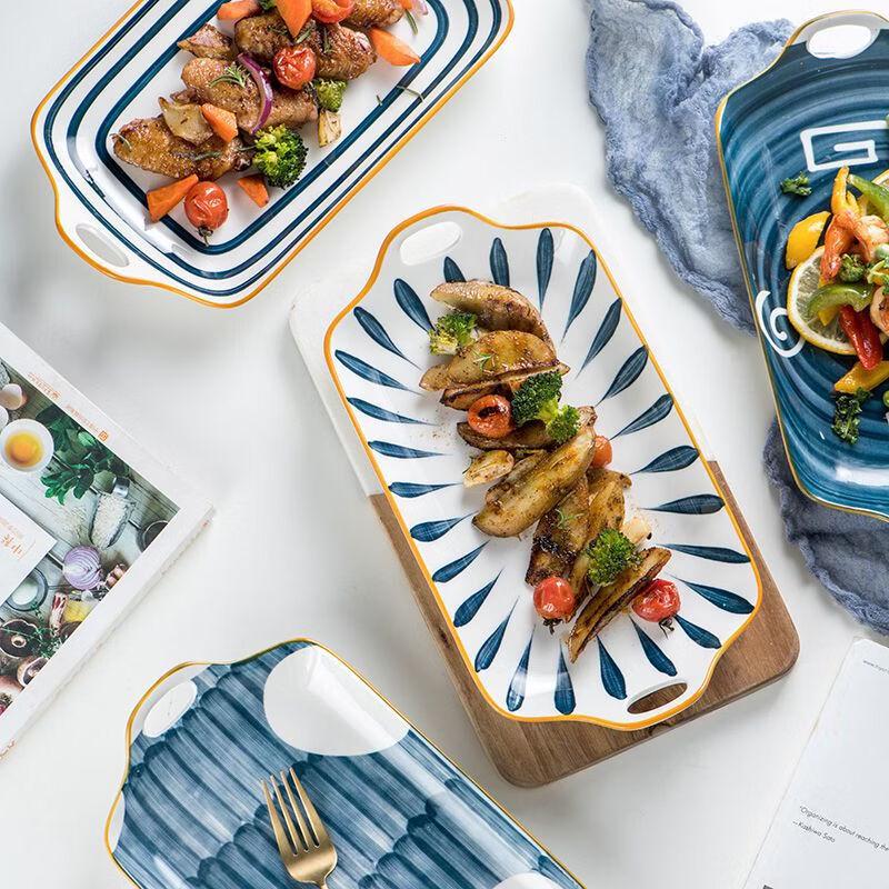 11.8-inch Japanese Ceramic Rectangular Deep Dish Plate