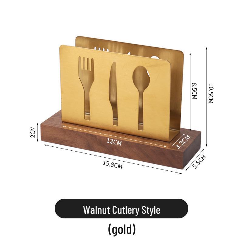 Stainless Steel & Walnut Wood Vertical Napkin Holder for Hotels & Cafes