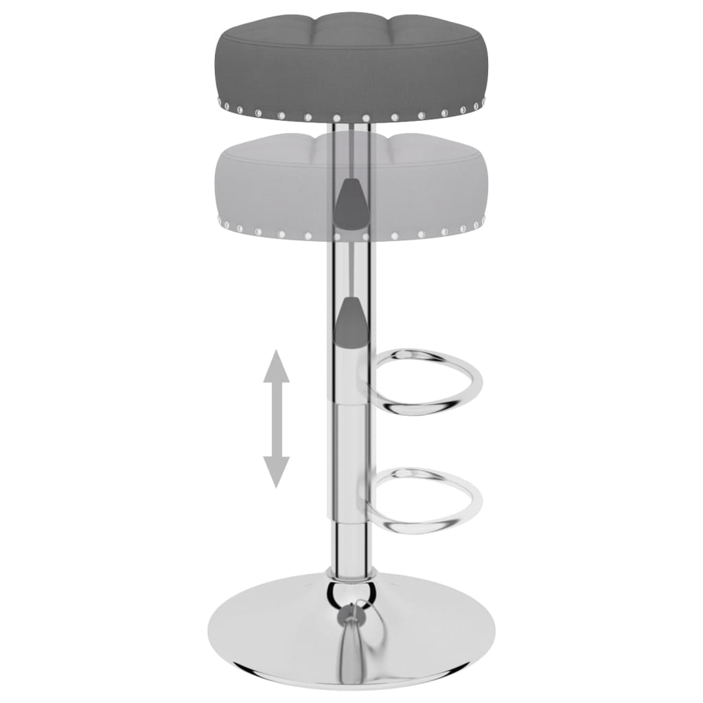 Bar Stool Set of 2 Dark Grey Fabric