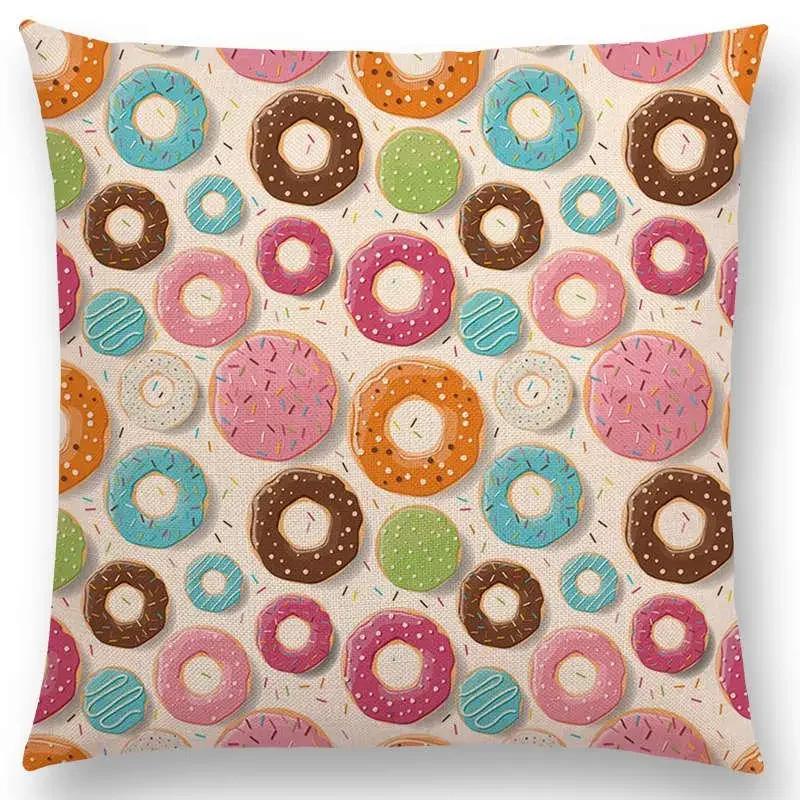 Colorful Prints Cushion Cover Chocolate Candy Donuts Pretty Ice Cream Pattern Color Party Sofa Throw Pillow Case Decor