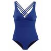 New Deep V Sexy Backless One-piece Swimsuit Back Cross Solid Color Swimsuit Women