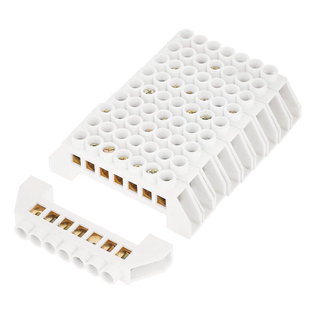 Hilitand 10pcs Terminal Blocks, 7 Hole Bridge Design Electrical Distribution Wire Screw Brass Terminal Block Connectors