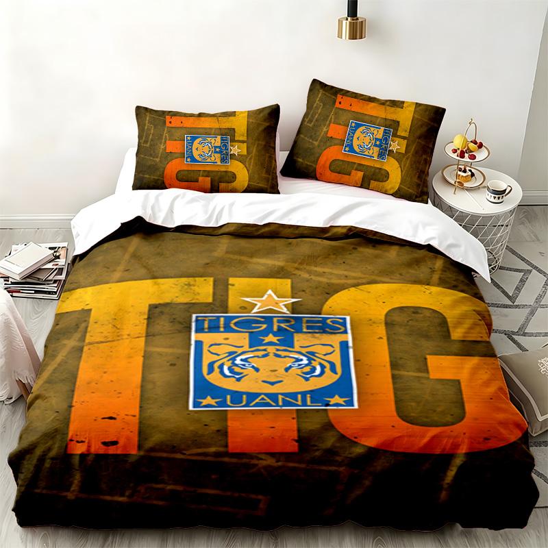 Club Tigres UANL 3pc Set Perfect for Bedroom Use Comfortable Bedding Set Includes a Duvet Cover and Two Pillowcases Ideal Birthday or Christmas Gift