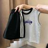 Korean Girls' Trendy Color Block Vest & Striped Shorts Set - Summer New Arrivals for Medium & Large Children
