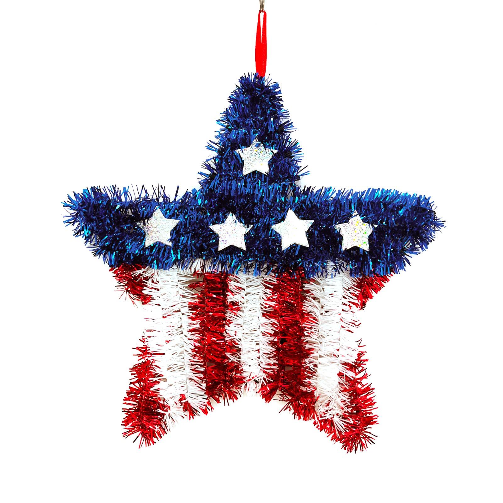 

Венок на День независимости, подвесной кулон, красный, белый и синий, пятиконечная звезда, подвесной, настенный, дверной, подвесной