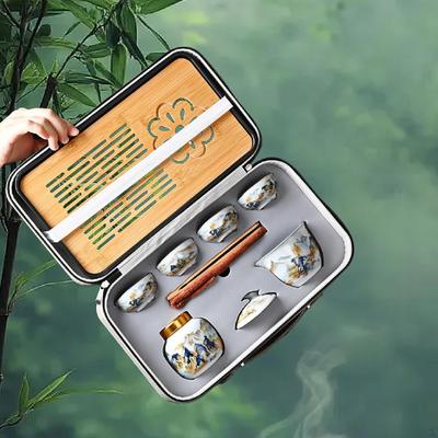 Portable Travel Tea Set with Cups, Elegant Housewarming Gift Chinese Teapot Pot for