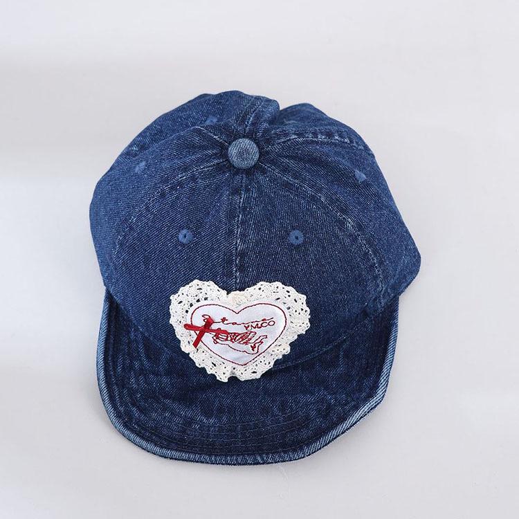 Spring & Autumn Unisex Baby Denim Hat with Embroidered Letters