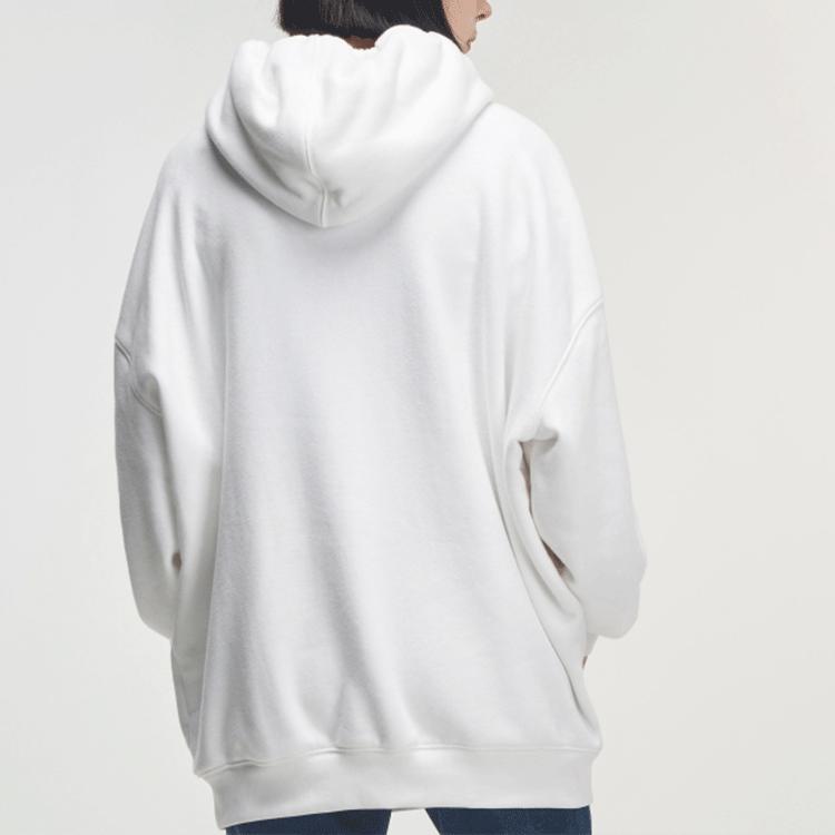 Levis Logo Embroidered Drawstring Hooded Loose Casual Sweatshirt Women sweatshirt White A0781-0003